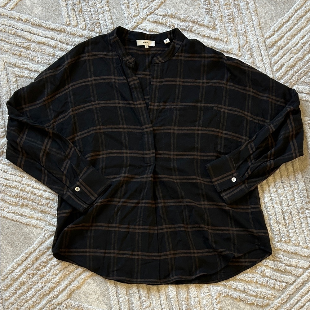 WoMen's vince Black Plaid Shirt